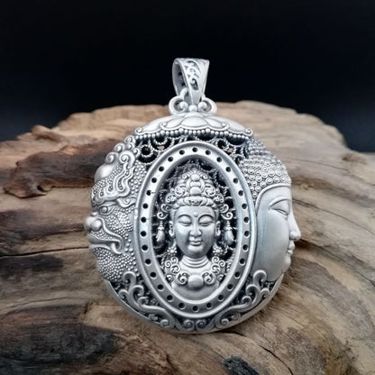 Reines Silber S999 Herren Buddha-Zauberanhänger