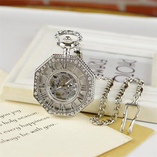 Luxury Hollow Pocket Watch with Vintage Roman Numerals