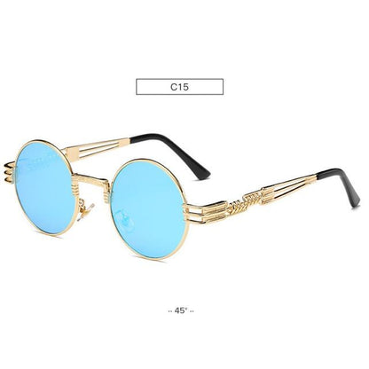 Spring Leg Round Frame Sunglasses - Metal Sunglasses