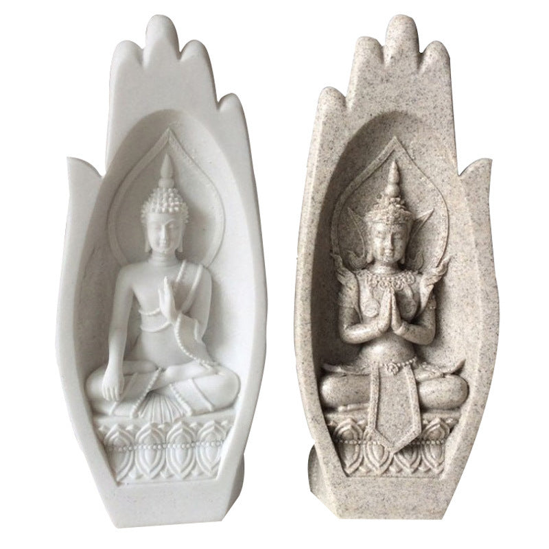 Kreative Buddha-Hand-Skulptur aus Harz für die Heimdekoration