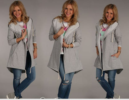 Kapuzenpullover Langarm Damen-Sweatshirt