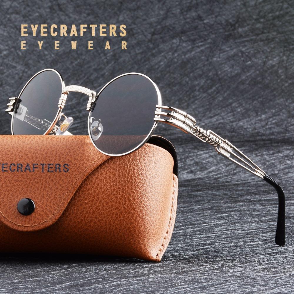 Spring Leg Round Frame Sunglasses - Metal Sunglasses