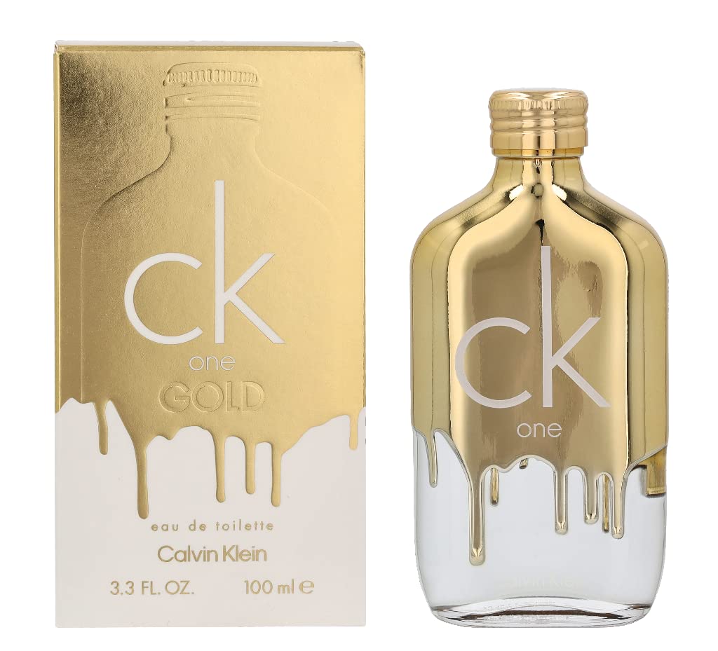 Calvin Klein CK One Gold Eau de Toilette – Holzig-orientalischer Unisex-Duft – Mit Noten von Bergamotte, Feige, Neroli und Guajakholz – Luxus-Unisex-Parfum – Langanhaltender Duft